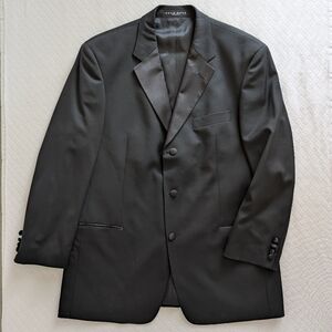 Hugo Boss Suit Jacket Tuxedo 44R Black, Baker Jazz, Satin Lapel, Virgin wool